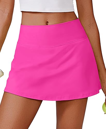 Women's 14" Tennis Skirt High Waisted Golf Skort with 2 Pockets | Built-in Shorts, A-Line, Tummy Control, Stretchy, Casual Mini, Workout, Pickleball & Running